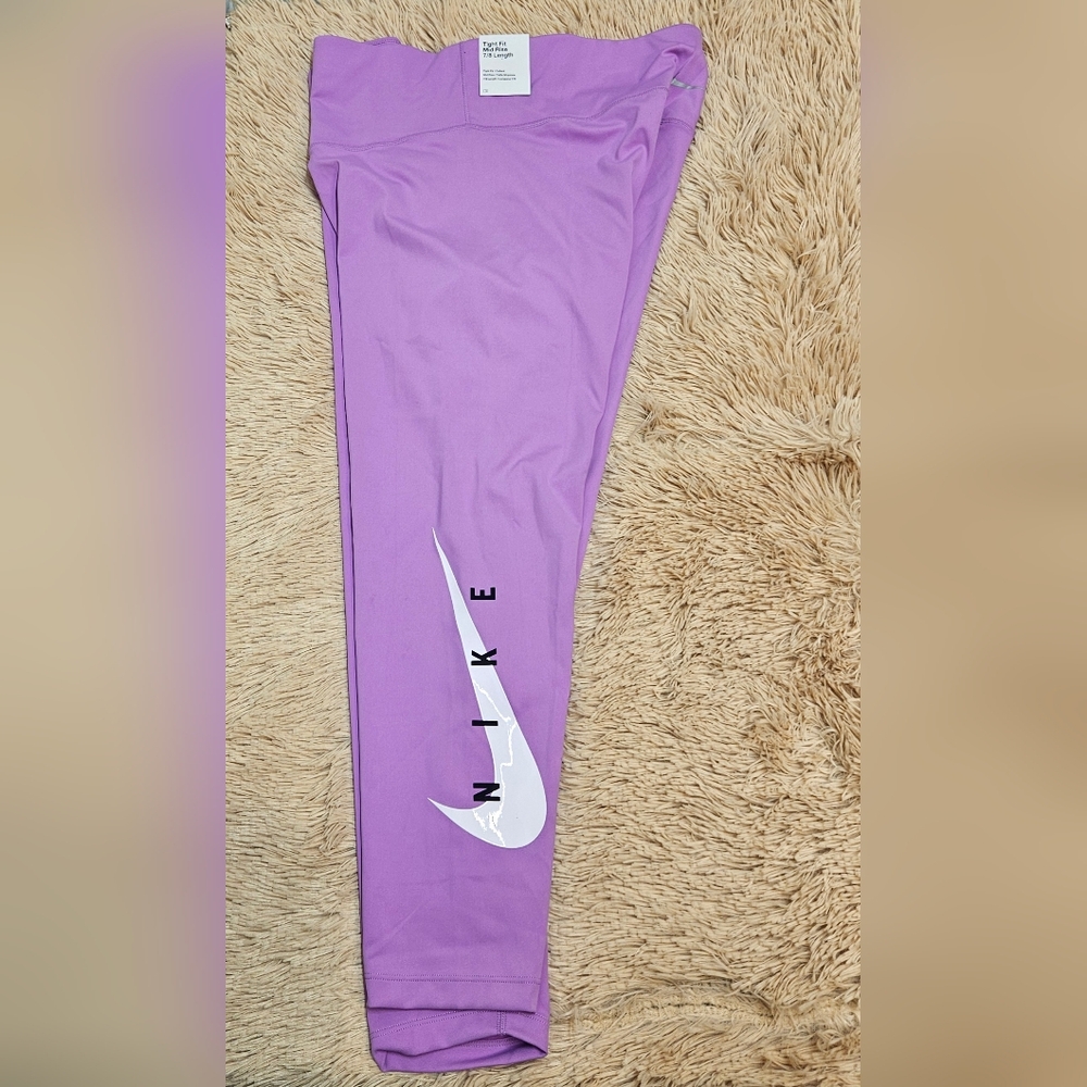 NIKE Dri-FIT Women's Swoosh Logo Running Leggings in Purple 2-XL PLUS SIZE NWT.